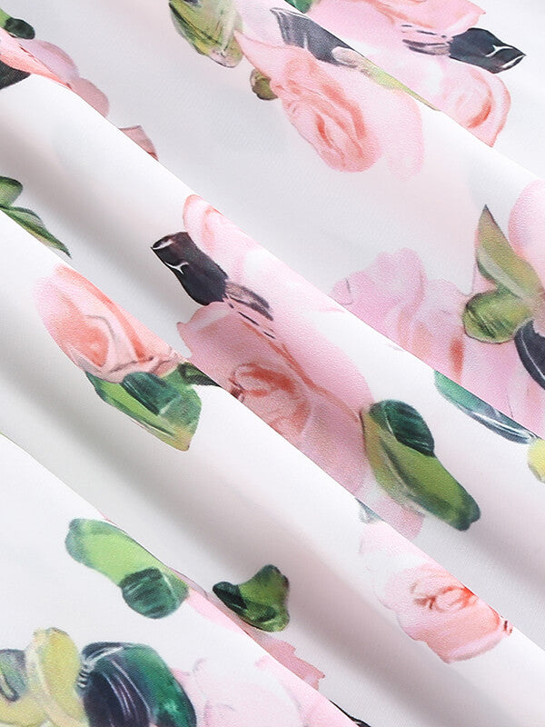 Derpai Bustier-Maxi-Abendkleid mit Blumenprint & Schlitz – für Hochzeit