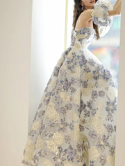 Derpai Maxi-Abendkleid mit Bustier & Puffärmeln