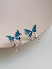 Derpai Blaue Schmetterlings-Ohrringe modisch