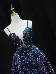 Derpai Midilanges Glitzer-Abendkleid mit feinen Trägern