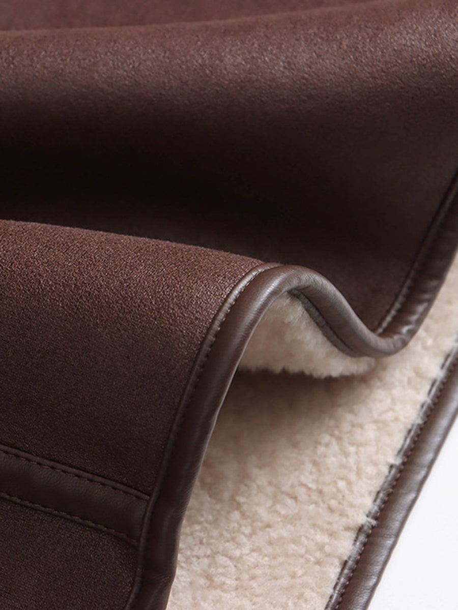 Derpai Fliegerjacke aus Kunstleder wendbar Knopfleiste Damen