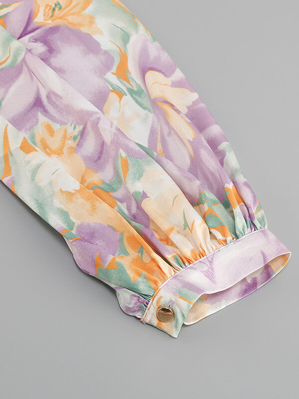 Derpai Langes Maxikleid mit Blumenprint & One-Shoulder-Träger