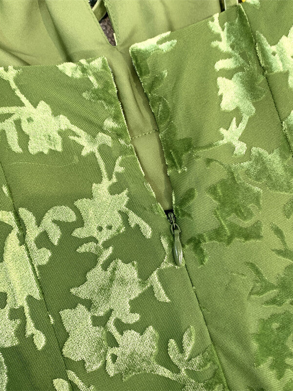 Derpai Midilanges Samtkleid im Jacquard-Stil in Grün – elegant – für Hochzeit