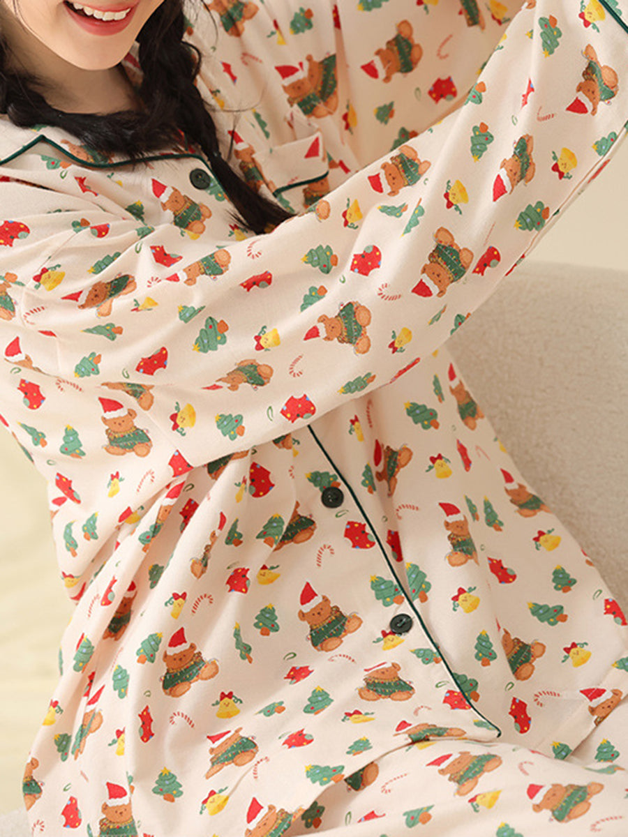 Derpai Weihnachts-Pyjama-Set mit Bärenmotiv Damen