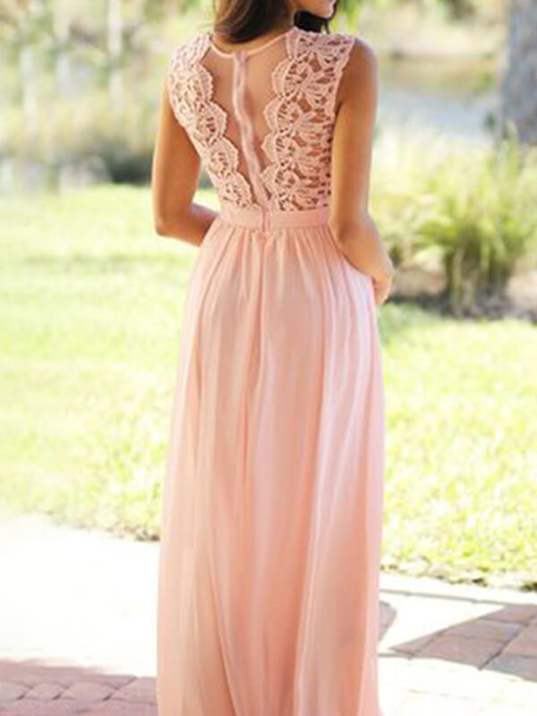 Derpai Elegantes Abendkleid aus Spitze & Chiffon – für Hochzeit