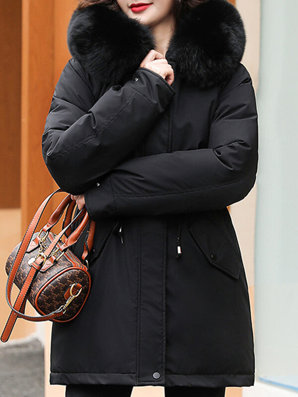 Derpai Midilange Parka mit Fleece-Futter und Kapuze Damen Winter