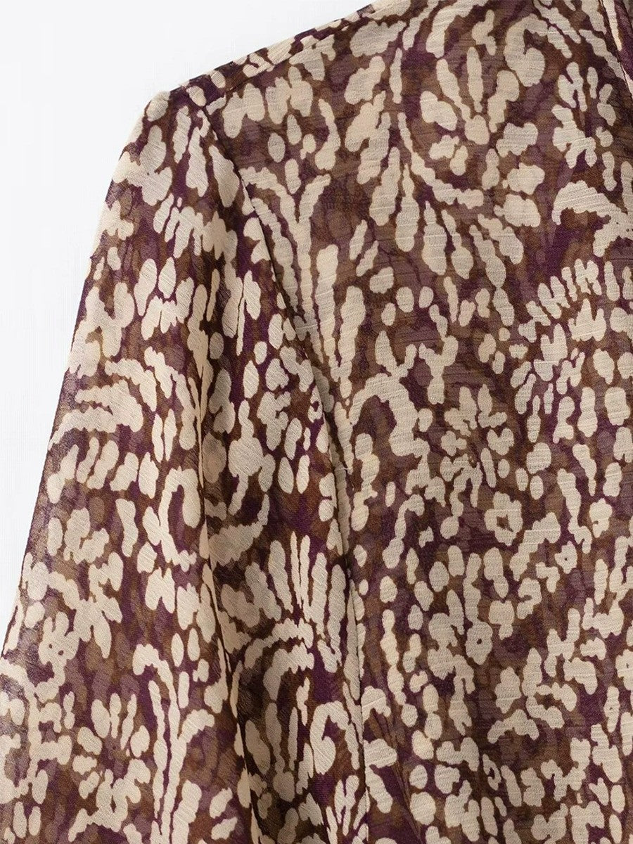Derpai Langes Kleid Chiffon Paisley-Muster V-Ausschnitt lange Ärmel Boho
