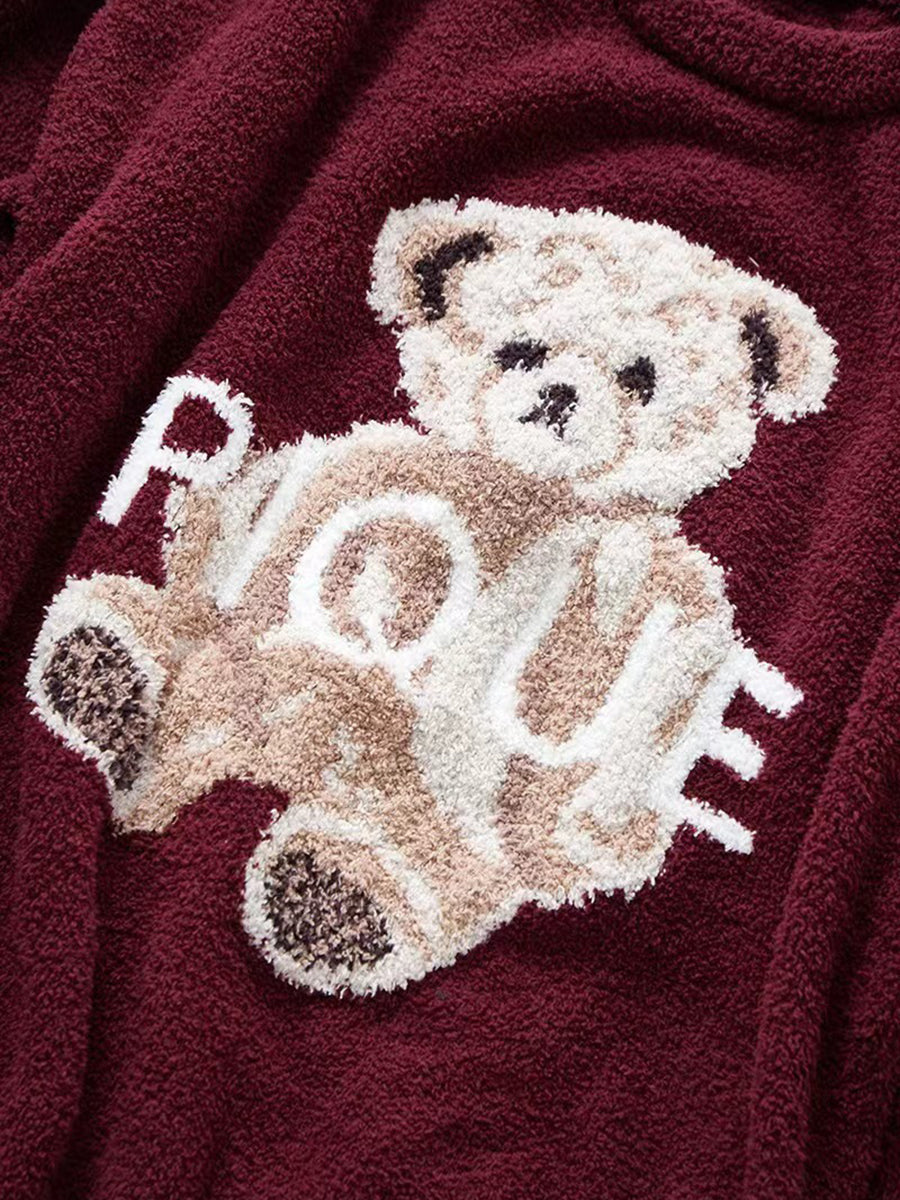 Derpai Pyjama-Set aus Fleece mit Bären-Karo-Muster Damen Weihnachten