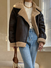 Derpai Fliegerjacke mit Taschen Damen modisch Winter