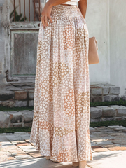 Derpai Blumenrock mit Knöpfen Trägern & Boho-Print lang