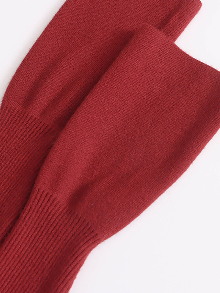 Derpai Figurbetonter Strickpullover mit Polokragen Damen