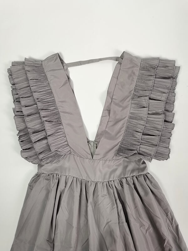 Derpai Maxi-Abendkleid mit Volants & tiefem Ausschnitt – für Hochzeit