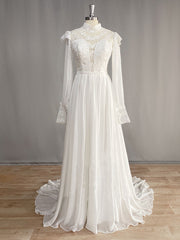 Derpai Vintage-inspiriertes Prinzessinnen-Brautkleid mit langen Ärmeln