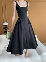Derpai Schwarzes langes Trapez-Abendkleid à la Audrey Hepburn