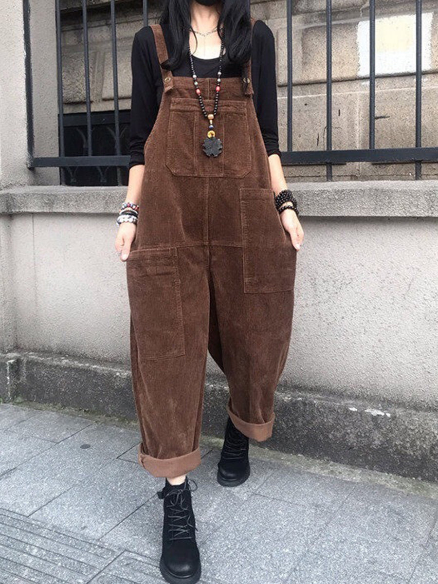 Derpai Latzhose aus Cord mit Taschen Damen casual
