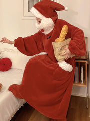 Derpai Weihnachts-Pyjama mit Kapuze und Taschen oversized Winter