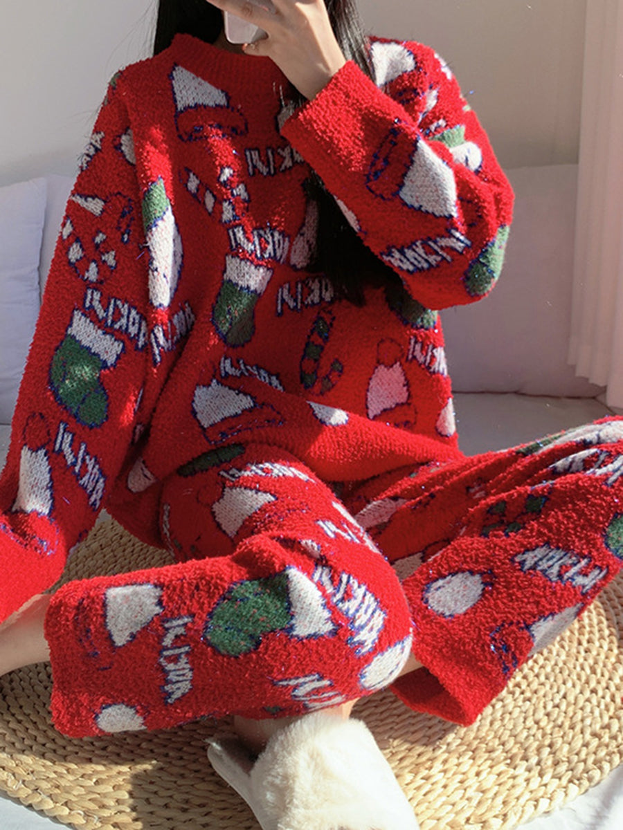 Derpai Weihnachts-Pyjama-Set Damen