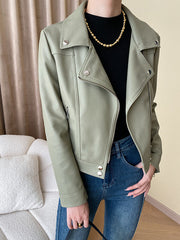 Derpai Kurze PU-Lederjacke mit Taschen – modischer Damenstil