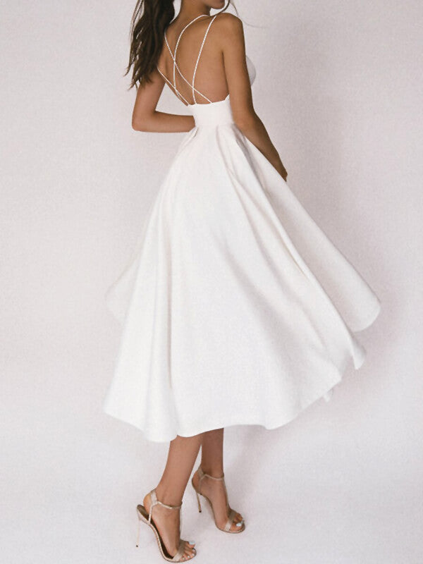 Derpai Midikleid im A-Linien-Schnitt mit feinen Trägern elegant – für Cocktail