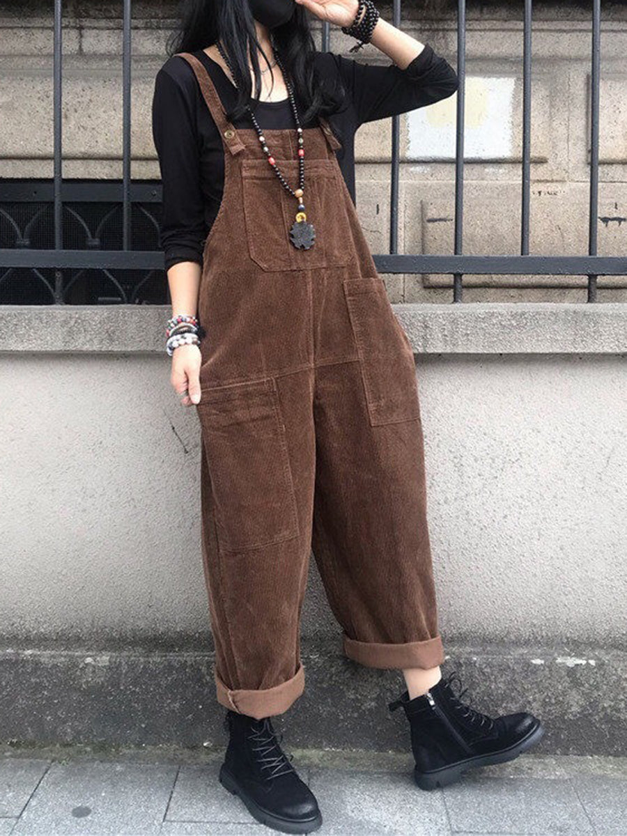 Derpai Latzhose aus Cord mit Taschen Damen casual