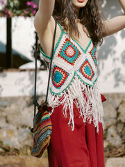 Derpai Boho-Crochet-Top mit dekorativen Fransen – für Urlaub & Strand