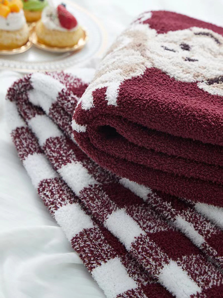 Derpai Pyjama-Set aus Fleece mit Bären-Karo-Muster Damen Weihnachten