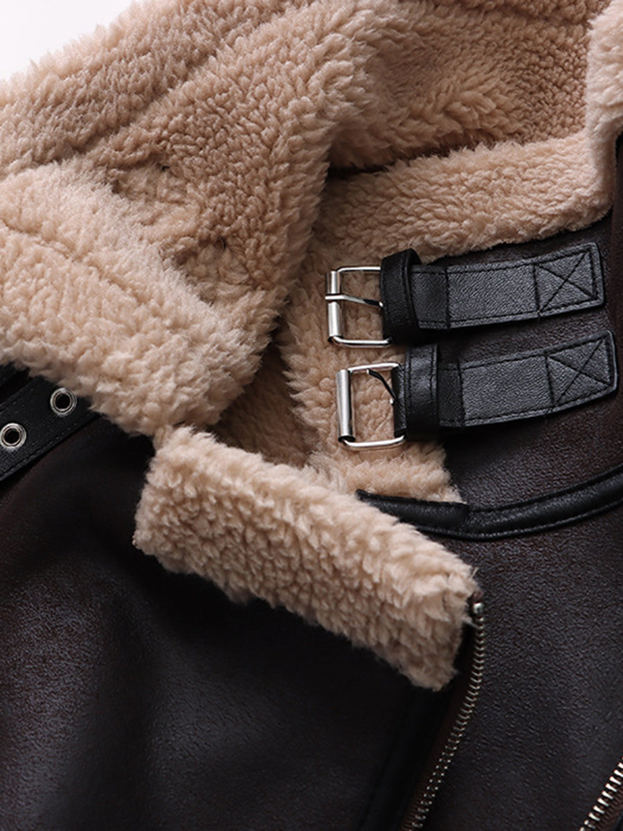 Derpai Fliegerjacke mit Taschen Damen modisch Winter