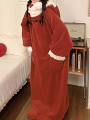 Derpai Weihnachts-Pyjama mit Kapuze und Taschen oversized Winter