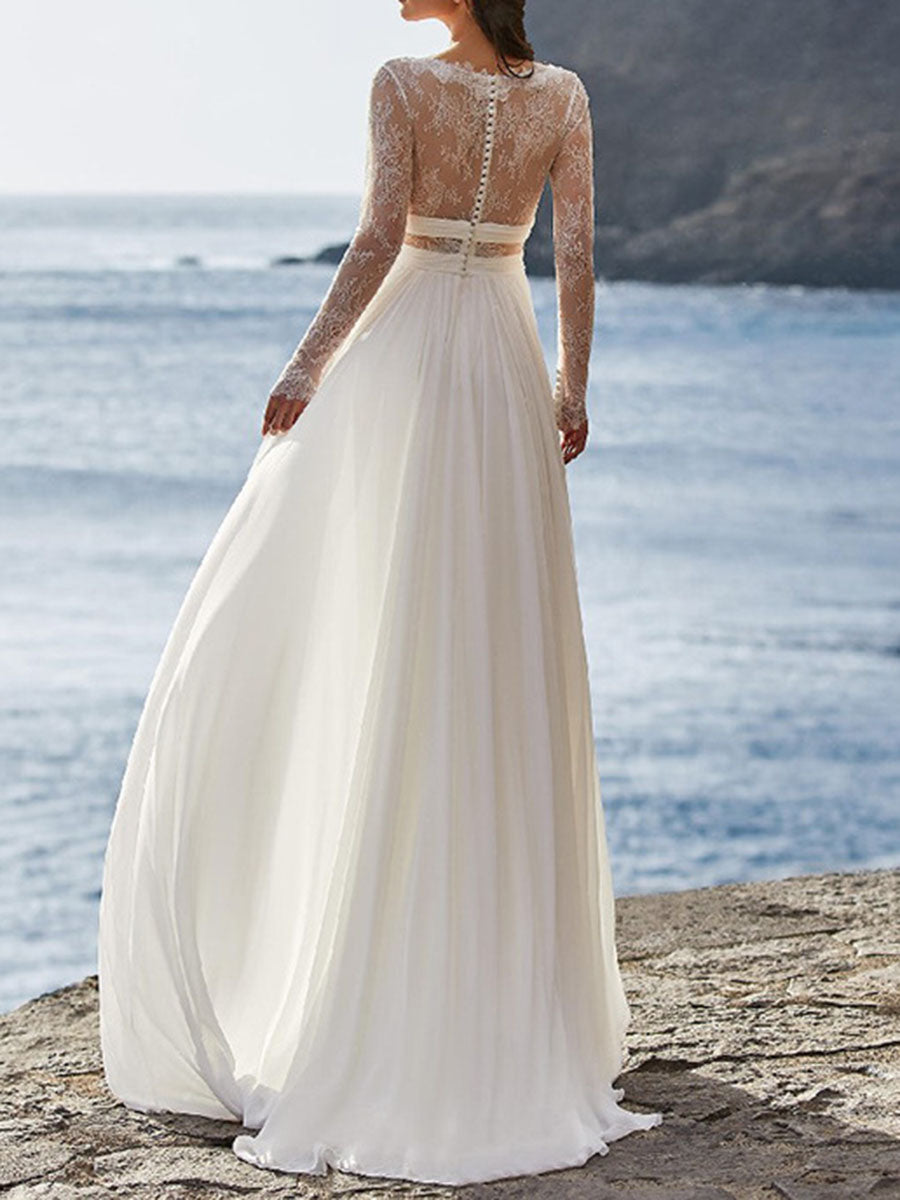 Derpai Prinzessinnen-Brautkleid aus Spitze im Boho-Stil Maxi