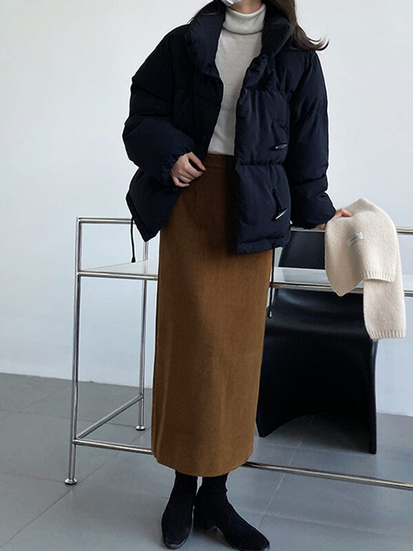 Derpai Baumwollmantel mit Taschen und Stehkragen Damen modisch Winter