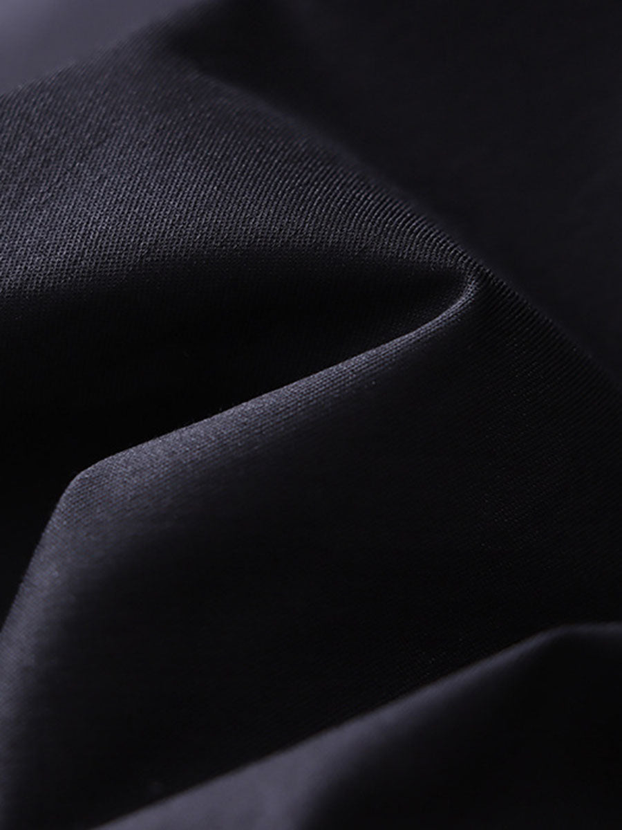 Derpai Schwarzes Trapez-Abendkleid mit feinen Trägern lang