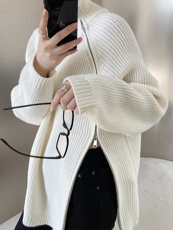 Derpai Damenpulli mit Stehkragen & Reißverschluss – modischer Stil
