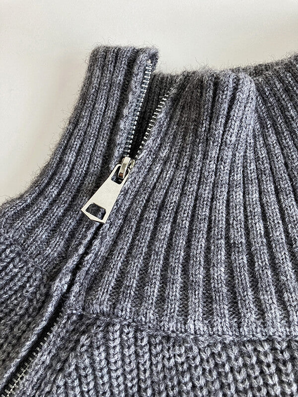 Derpai Damenpulli mit Stehkragen & Reißverschluss – modischer Stil