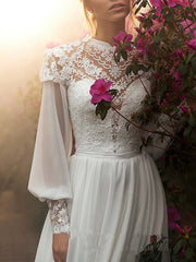 Derpai Vintage-inspiriertes Prinzessinnen-Brautkleid mit langen Ärmeln