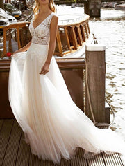 Derpai Prinzessinnen-Brautkleid im Boho-Stil mit V-Ausschnitt Maxi