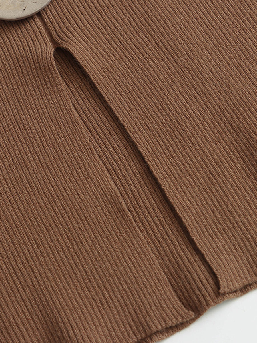 Derpai Figurbetonter Strickpullover mit V-Ausschnitt und Knöpfen Damen modisch