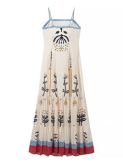 Derpai Langes Ethno-Kleid mit Rüschen und feinen Trägern – für Ball und Strand