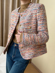 Derpai Tweedjacke mit Daunenfüllung Taschen und Knöpfen – Elegante Winterjacke für Damen