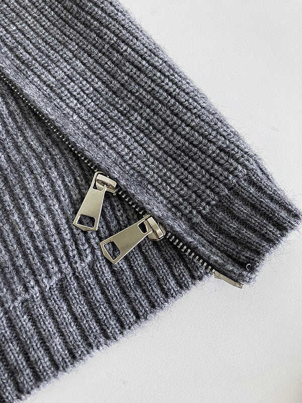 Derpai Damenpulli mit Stehkragen & Reißverschluss – modischer Stil