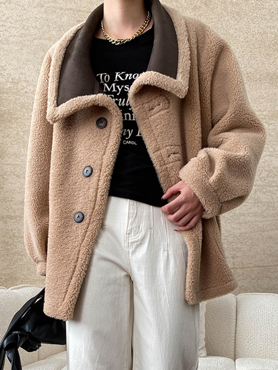 Derpai Wendbare Fliegerjacke mit Knopfleiste und Reverskragen Damen