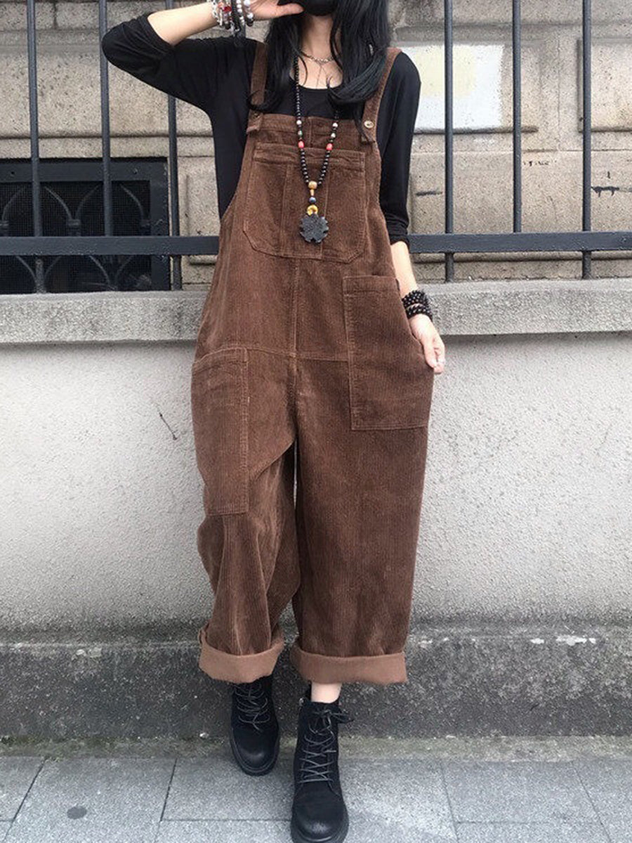 Derpai Latzhose aus Cord mit Taschen Damen casual