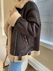 Derpai Fliegerjacke mit Taschen Damen modisch Winter