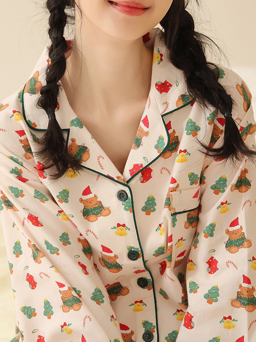 Derpai Weihnachts-Pyjama-Set mit Bärenmotiv Damen
