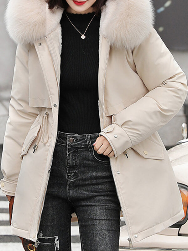 Derpai Midilange Parka mit Fleece-Futter und Kapuze Damen Winter