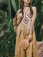 Derpai Boho-Crochet-Top mit dekorativen Fransen – für Urlaub & Strand