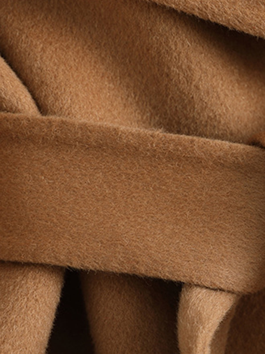 Derpai Eleganter Wollmantel mit Gürtel und Reverskragen Damen Weihnachten