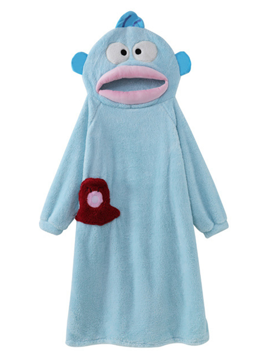 Derpai Tier-Pyjama für Erwachsene Fisch Blau oversized