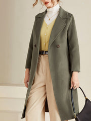 Derpai Midilanger Wollmantel mit Taschen Damen modisch casual