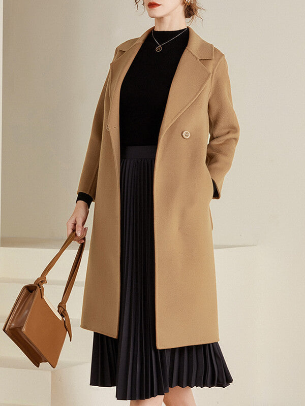 Derpai Midilanger Wollmantel mit Taschen Damen modisch casual