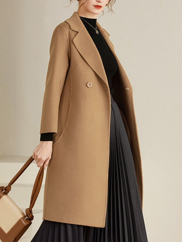 Derpai Midilanger Wollmantel mit Taschen Damen modisch casual